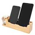 Miniatyrbillede 7 af 8: Bambus opladningsstativ holder bærbar skrivebordsoplader organizer til iOS Watch mobiltelefon