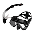 Miniatyrbilde 6 av 8: Justerbart snorklesett for voksne, snorkelbrille og pustetube, snorkleutstyr for voksne til svømmetrening, svart