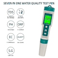 Pikkukuva 3 / 5: C-600 Vedenlaadun Testauslaite Juomavedelle - 7-in-1 pH/TDS/ORP/Suolapitoisuus/O.P./Lämpötilamittari