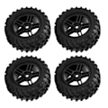Miniatyrbilde 4 av 8: 4 stk. RC-hjul og dekksett 82 mm foran og bak med flettet mønster for WLToys 144001 1/14 RC Off Road CarBlack