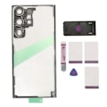 Miniatyrbilde 1 av 8: Bakre glassdeksel erstatning for Galaxy S23 Ultra 5G Transparent telefon bakpanel deksel med kameralinse telefonstativ reparasjonsverktøysett svart