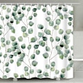 Miniatyrbilde 3 av 5: Dusjforheng - 180 x 180 cm - Anti-mugg og vannavstøtende med 12 dusjforhengringer - 3D digitaltrykk, grønn plante med levende farger