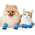 Miniatyrbillede 1 af 5: 4 Stykker Sommer Potebeskyttere til Små og Mellemstore Hunde og Katte Sko Åndbare Skridsikre Mesh Hunde Sandaler med Justerbart Spænde Traction ControlS