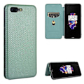 Miniatyrbillede 2 af 5: Til Oneplus 5 Carbon Fiber Læder Etui - B6 Grøn