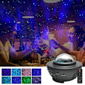 Miniatyrbillede 1 af 4: USB Natlampe med Bluetooth Musik, Stjernehimmel Projektion og Rotation - Sort
