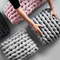 Miniatyrbillede 5 af 5: (Grå) 500g/26m Arm Chunky Håndstrikkegarn til Hækling, Åndbart Fyldvatgarn, Varmt Rørformet Hæklegarn 2,5cm Vaskbart til DIY Pude Kæledyr