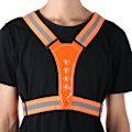 Miniatyrbillede 8 af 8: Elastisk LED Justerbar Synlighed Reflekterende Vest Gear Striber til Udendørs Natsport Sikkerhedorange rød