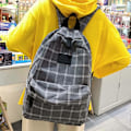 Miniatyrbillede 4 af 4: Let æstetisk rygsæk til kvinder, ternet skoletaske Academia rygsæk laptop bogtaske, tilbage til skole rygsæk forsyninger, Throwback Plaid, Sort, 30*14*
