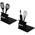Miniatyrbillede 1 af 5: Bogstøtter, 2 stk. Metal Bogstopper Bogopbevaring Skrivebord Bogreol Skrivebord Bogstøtter Blok Bogholder Sort