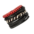 Miniatyrbillede 3 af 8: 4 stk. Multilayer læderarmbånd Unisex udsøgte mahogniperler Multilayer armbånd