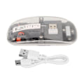 Miniatyrbild 1 av 8: Trådlös Bluetooth-mus transparent klar cool skal tyst klick färgglada andningsljus bärbar dator möss grå