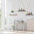 Pikkukuva 5 / 5: Macrame Bohemian -seinähylly tupsuyksityiskohtiin - Käsinkudotut puiset ripustushyllyt makuuhuoneeseen, olohuoneeseen tai kylpyhuoneeseen