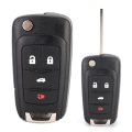 Miniatyrbillede 4 af 6: Bil 4-knap Flip fjernbetjening nøglering taske Shell Cover Sort erstatning Passer til CHEVROLET