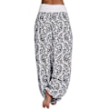 Miniatyrbilde 3 av 4: Trykte Baggy Harem Yoga Bukser for Kvinner - Aladdin Gypsy Hippie - Hvit 4XL