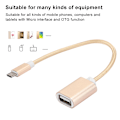 Miniatyrbillede 8 af 8: 3 stk. flettet kludforstærket stik, ingen rust, jævn transmission, USB-indgang, mikro-udgang, OTG-adapterkabel til Android, guld