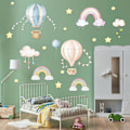 Miniatyrbild 1 av 4: Ett set med självlysande väggdekaler Regnbåge Luftballonger Moln Stjärnor Väggdekal för Sovrum Lekrum Vardagsrum Kontor
