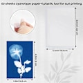 Miniatyrbild 4 av 5: 60 Ark Soltryckspapper Cyanotypipapperskit, A5 Solkonstpapper med 1 Plastverktyg kompatibelt med Soltryck, Solpapper-B16