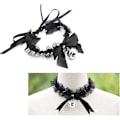 Pikkukuva 4 / 5: Musta nahkainen choker-setti miehille, naisille ja tytöille