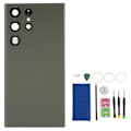 Miniatyrbild 1 av 8: Mobiltelefon glasbaksida förinstallerad kameralins perfekt passform telefon bakre glasdörrskydd för S23 Ultra Green