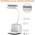Miniatyrbilde 4 av 5: LED Skrivebordslampe med Penneholder, Skrivebordslys for Datamaskin/Skrivebord - Hvit, Oppladbar, Øye-vennlig, Fleksibel Svanenhals - Nattbordslampe