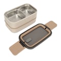 Miniatyrbilde 7 av 8: Dobbeltlags lunsjboks stabelbar Bento-boks med redskaper Rustfritt stål Spiseboks 1400ml Khaki 304