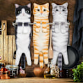 Miniatyrbillede 4 af 5: Sjove Kat Håndklæder, Køkken- og Badeværelseshåndklæder Grå Kat