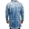 Miniatyrbilde 3 av 3: Trendy Lang Denimjakke for Menn, Perfekt for Vår og Høst 2XL BLÅ