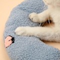 Miniatyrbild 5 av 5: Fluffig Katt Lugnande Kudde - Söta U-formade Designkuddar För Husdjurssömn (vit/blå/gul) Zekai blå