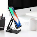 Miniatyrbilde 3 av 5: Foldbar Mobiltelefon Stativ - Justerbar Skrivebords Holder for iPhone 14/13/12/11 Pro/Xs/Xs Max/Xr/X/8 og Mer