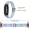 Miniatyrbillede 5 af 5: Fitbit Inspire 3 Nylon Elastisk Flettet Solo Loop Sport Watch Band Sort - 4 Blå Daisy