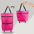 Miniatyrbilde 3 av 5: Foldbar Rose Red Handlekurv med Hjul