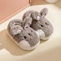 Miniatyrbilde 1 av 5: Vintervarme Furry Kanintøfler 180(Grå), Kaninsko for Barn Søte Komfortable Fluffy Dyretøfler, Tykke Såler Bomullssko for Jenter