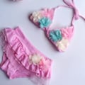 Miniatyrbild 2 av 5: Barn Badkläder Småbarn Flickor Badkläder Baddräkt 2 Delar Baby Bikini Blommor Sommar Strandkläder Blomma L 20‑25kg