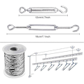 Miniatyrbilde 4 av 4: Wire Rope Kit, Hagesnorstrammer, Rustfritt Stål Wireopphengsett, 30m Nylonbelagt Rustfritt Stål Wire, for Klessnor Teltline