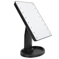 Miniatyrbild 4 av 8: LED-sminkningsspegel, rektangulär, 16 pärlor, USB-uppladdningsbar, vinkeljusterbar, bärbar resespegel, svart PP