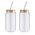 Miniatyrbild 1 av 5: 2 st - Iste Glas Cola Burk Glas Glas Dricksglas (395ml/580ml) L*bambu lock*sugrör