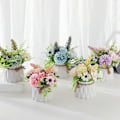 Miniatyrbild 2 av 3: 1 Set Konstgjord Blomma Realistisk Lättskött Simulerad Hortensia Blomma Krukväxt Dekoration H C