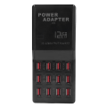 Miniatyrbillede 2 af 8: Multiport USB-oplader 12A High Power 12-porte USB-ladestation til MP3 MP4-mobiltelefoner EU-stik AC 100-240V EU-stik