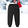 Miniatyrbilde 5 av 8: Barne Fleece Joggebukse Elastisk Midje Supermyk Bomull Casual Varme Fleece Bukser for Utendørs Vinter Svart M