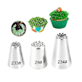 Miniatyrbilde 2 av 5: 3 stk Rustfritt Stål Gras Icing Dyser for Kakedekorering Konditortips DIY Baking Verktøy