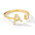 Miniatyrbillede 3 af 8: Guld Initial Bogstav Åben Ring A Form Stable Justerbar Åben Alfabet Ring til Kvinder Piger