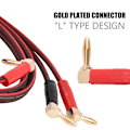 Miniatyrbilde 4 av 8: HI-FI Pure Copper Høyttalerkabel rettvinklet L Type Bananplugger Linjeledning Rød & Svart 1,8 Meter