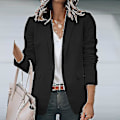 Miniatyrbillede 1 af 5: Dame Shawl Hals Business Cardigan Jakke - Sort, Langærmet, Casual Work Blazers