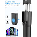 Miniatyrbild 2 av 5: Vit Bluetooth Selfie Stick, 3 I 1 Mini Stativ Teleskopisk Smartphone Monopod Med Fjärrkontroll Aluminiumlegering För Iphone 13 12 11 Pro Max/xs/xr/x/
