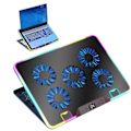 Miniatyrbillede 1 af 4: Laptop Radiator Køler Stand Digitalt Display Højdejusterbar Lav Støj Bærbar Notebook Stand Gaming Laptop Kølepude Sort
