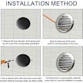 Miniatyrbillede 5 af 5: Ventilationsrist 120mm Cirkulær Rustfri Stål Ventilationsrist Ventildæksel med Netlåg til Emhætte - MODOU