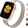 Miniatyrbilde 2 av 5: Apple Watch Rem Series SE 7 6 5 4 3 2 1 38mm 40mm 41mm, Slank & Tynn Mesh Magnetisk Lås Reim i Rustfritt Stål Erstatningsrem for Kvinner og Jenter til iWa
