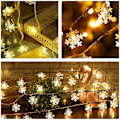 Pikkukuva 3 / 5: Joulu lumihiutalevanne, Fairy LED -valonauha 6M/40 LED -valonauha, lumihiutalevanne jouluun Halloweenin kiitospäivän koristeeksi