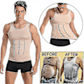 Miniatyrbild 1 av 3: Kompressionslinne för män med gynecomastia, midjetränare, kroppsshaper, beige