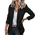 Miniatyrbillede 3 af 5: Casual arbejdscardigan jakke med sjalkrave - Dame langærmet business blazere 3XL sort